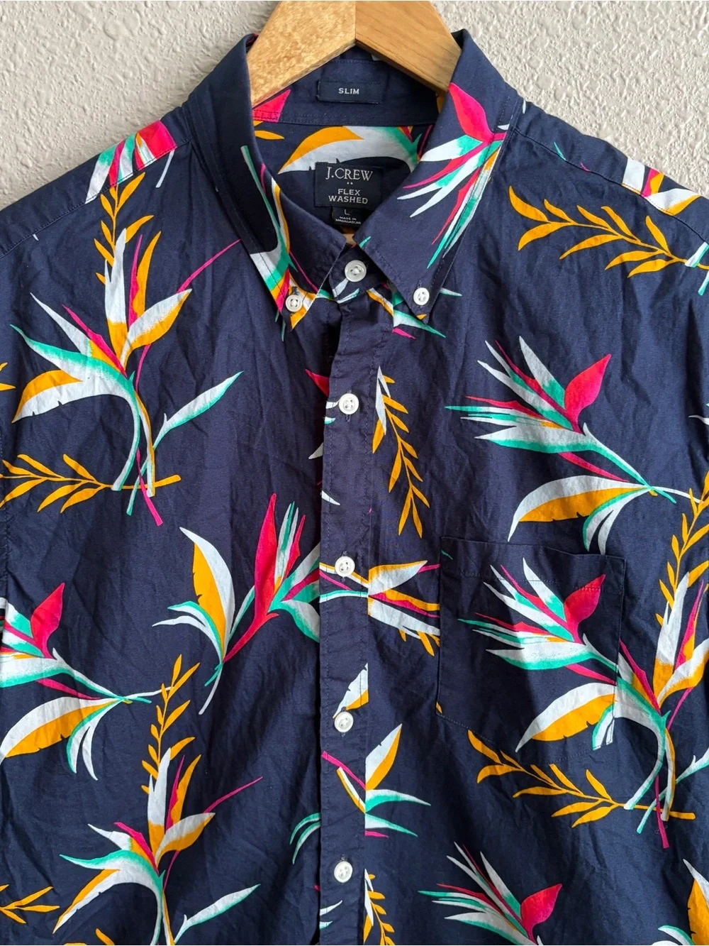 J. Crew Flex Washed Cotton Floral Coastal Short Sleeve Slim Button Up Shirt Lot